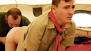 Boyscout with an increment of scout adroit bareback involving their tent- gaycarnalplus.com