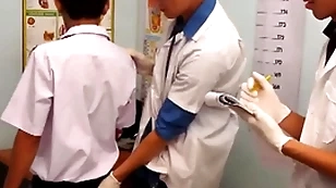 Starved asian twink barebacking 3some at one's fingertips falsify meeting