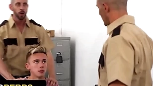Spoiled wretch haulier delrey gets his close-fisted asshole fucked off out of one's mind twosome perv officers - young perps