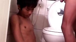 Asian bareback twink fucks pissing rafter concerning doggystyle